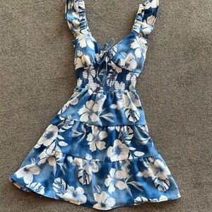 Floral Blue and White Dress